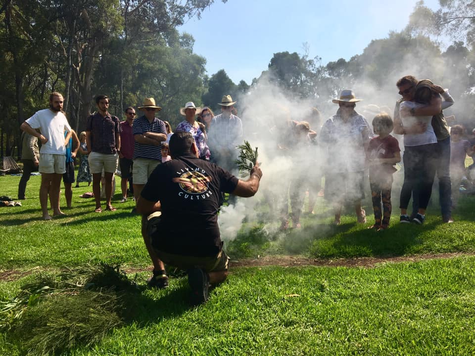 Smoking ceremony at The Farm at Mirrim Wurnit